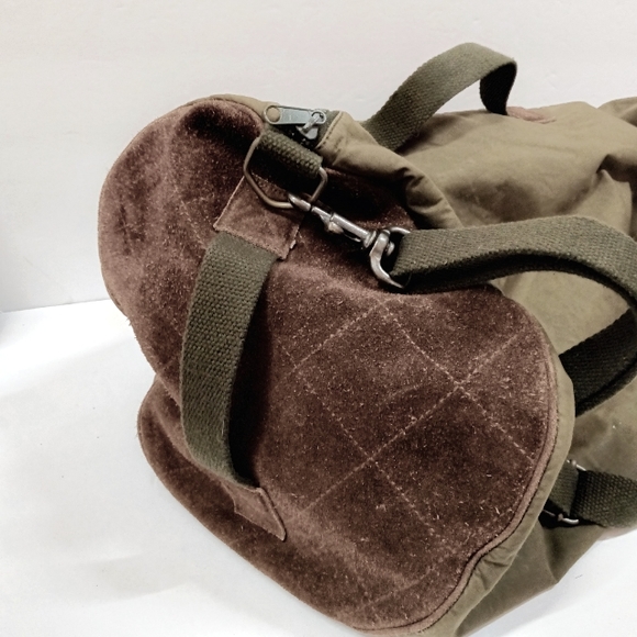 Vintage 80s Banana Republic Safari Canvas & Suede Duffel / Travel Bag - Picture 7 of 13
